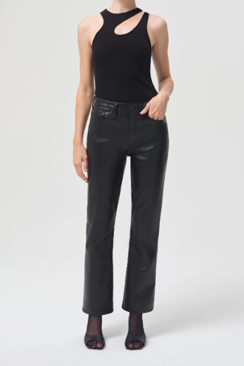 Recycled Leather Relaxed Boot Cut Pant in Night Shade – Serafina