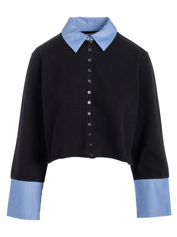 Cotton Cashmere Mixed Media Button Down