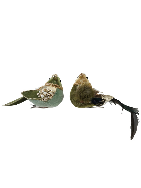 Foam & Fabric Clip-on Bird Ornament w/ Feathers