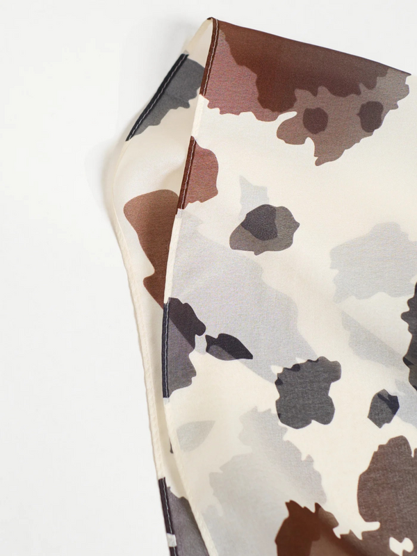"Spot Chic" Silk Chiffon Neck Scarf - Cow Print