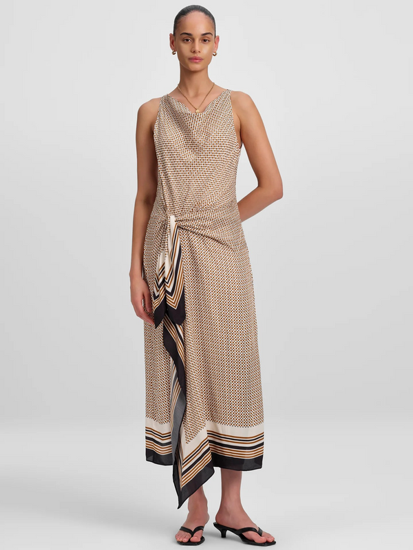 Aliana Scarf Print Midi Dress