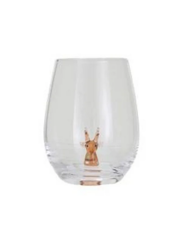 Stemless Wine Glass w/ Holiday Figure Inside, 8 Styles