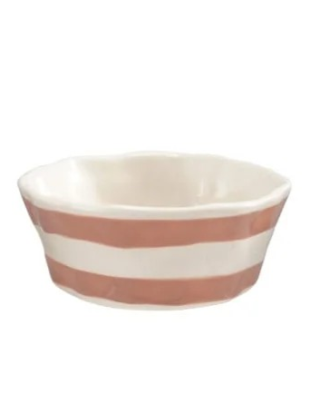 Hand-Painted Stoneware Striped Bowl