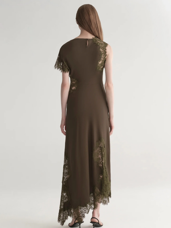 Alessia Textured Satin and Lace Maxi Dress