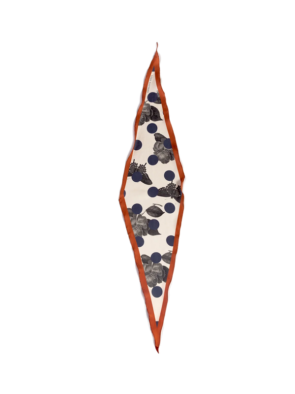 "Noir Floral" Silk Diamond Neckerchief