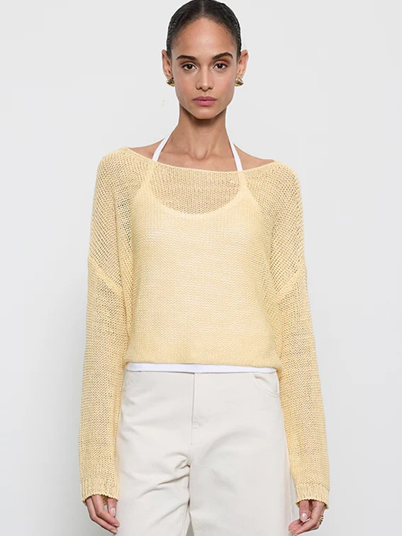 Linen Open Knit Bateau Sweater