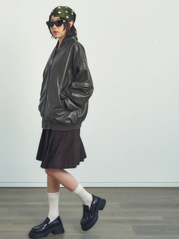 "Retro Polka" Silk Bandana Scarf - Matcha