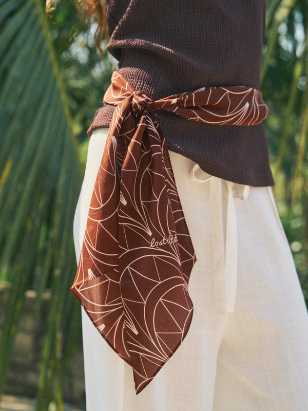"Chrysler" Silk Crepe Neck Scarf - Metropolis Cocoa