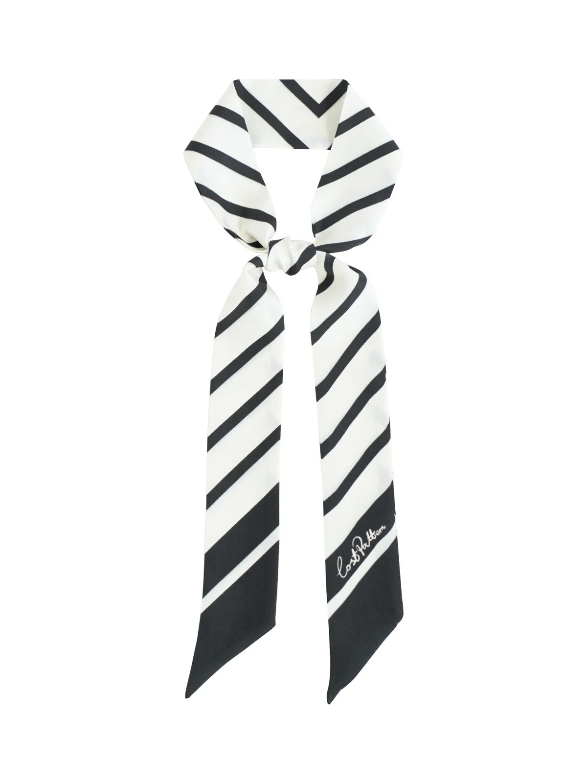"La Marinière" Silk Skinny Scarf - Black & White