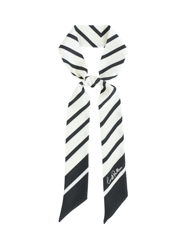 "La Marinière" Silk Skinny Scarf - Black & White