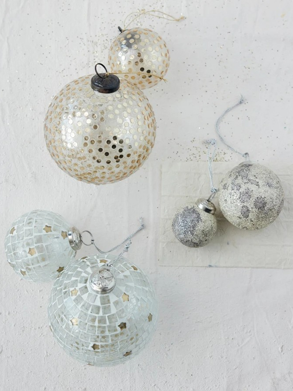 Glass Ball Ornament w/ Embedded Sequins