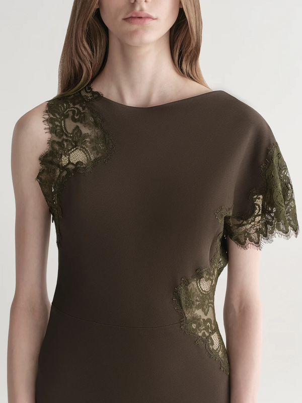 Alessia Textured Satin and Lace Maxi Dress