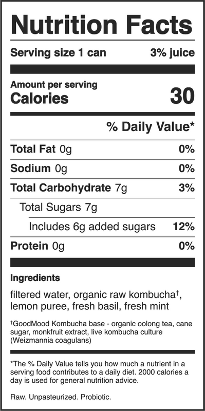 Mint Basil Lemonade Kombucha - 6 pack