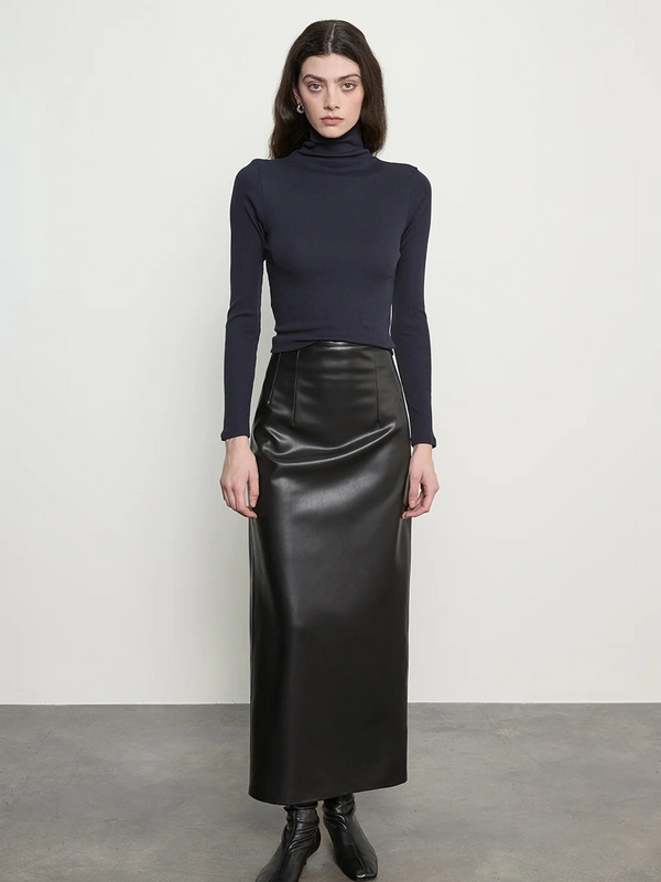 Leather Hi-Waist Curve Skirt
