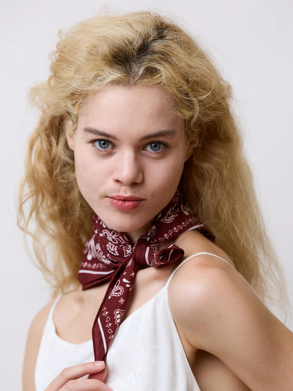 “Paisley" Silk Bandana Scarf - Rodeo Red