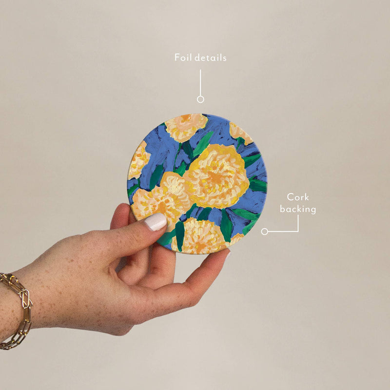 Bursts of Marigolds Seedlings Coaster