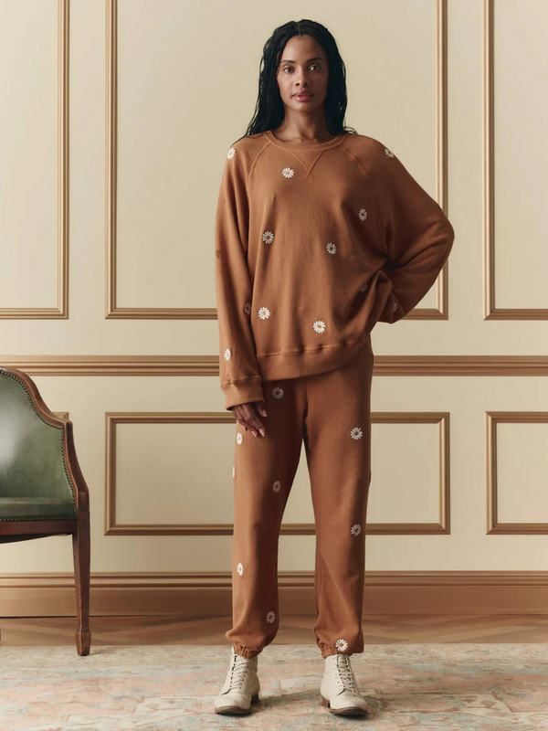 The Slouch Sweatshirt W/ Floating Daisy Embroidery