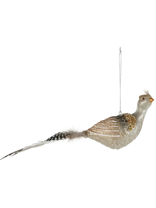 Hand-Painted Mercury Glass Bird Ornment w/ Sequins