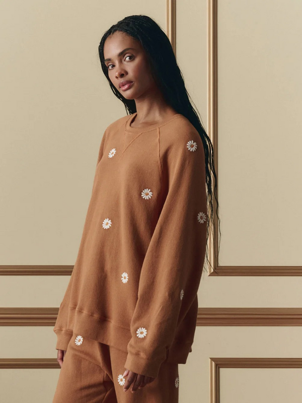 The Slouch Sweatshirt W/ Floating Daisy Embroidery