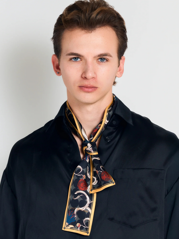 "Dream" Silk Twill Neck Bow - Black