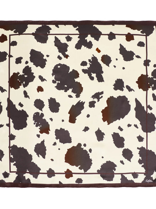 "Spot Chic" Silk Bandana Scarf - Cow Print