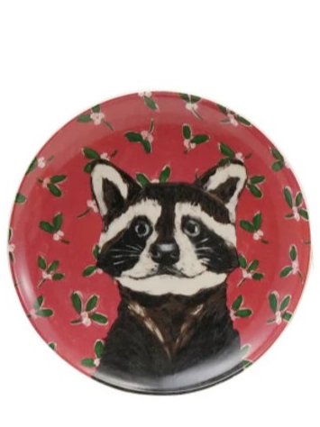 Stoneware Plate w/ Holiday Pattern/Animal
