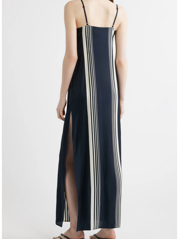 Suki Stripe Sleeveless Silk Blend Maxi Dress