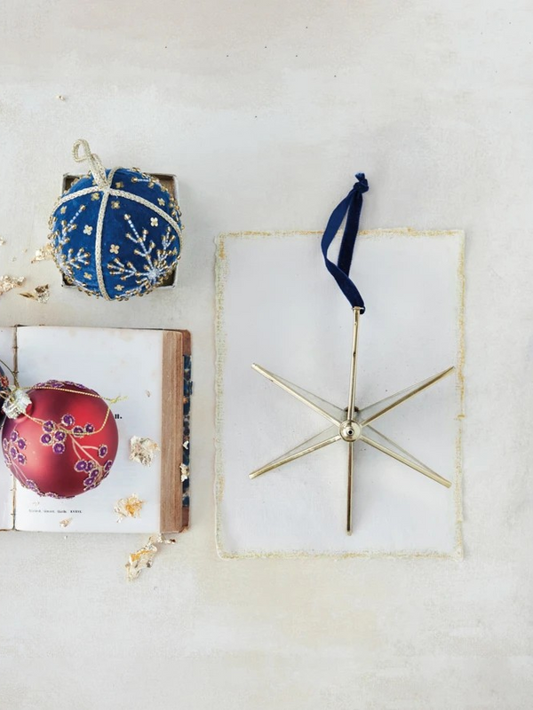 Handmade Antique Mirrored Glass & Brass Star Ornament