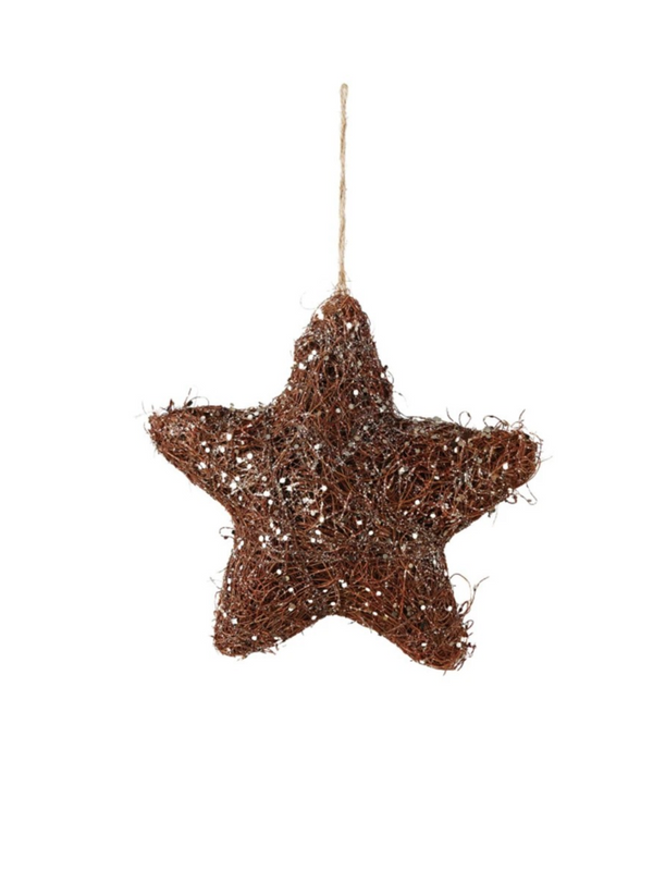 Grass Star Ornament w/ Glitter
