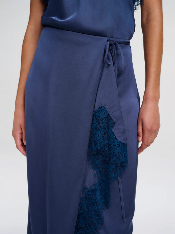 Bree Satin and Lace Midi Skirt