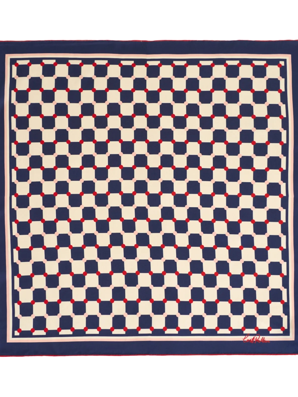 "Checkerboard" Silk Bandana Scarf - Blue