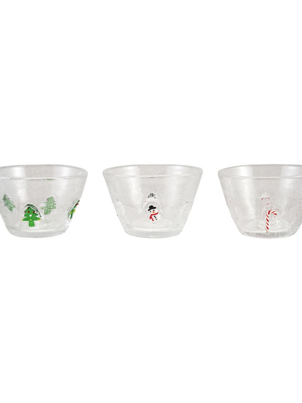 Glass Bowl w/ Embedded Holiday Icons