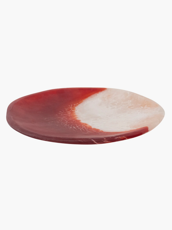 Two-Tone Marbled Resin Organic Shaped Platter