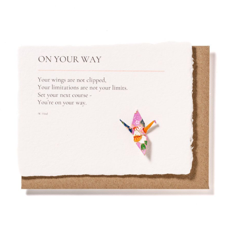 On Your Way: Origami Crane Embellished Birthday or Grad Card