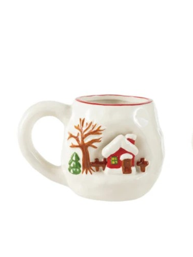 14 oz Hand-Painted Stoneware Mug w/ 3D Scene
