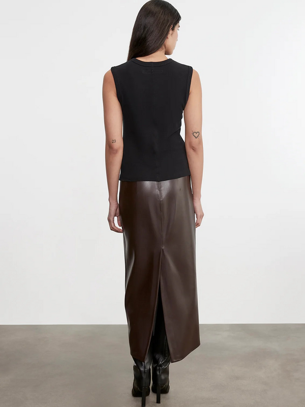 Leather Hi-Waist Curve Skirt