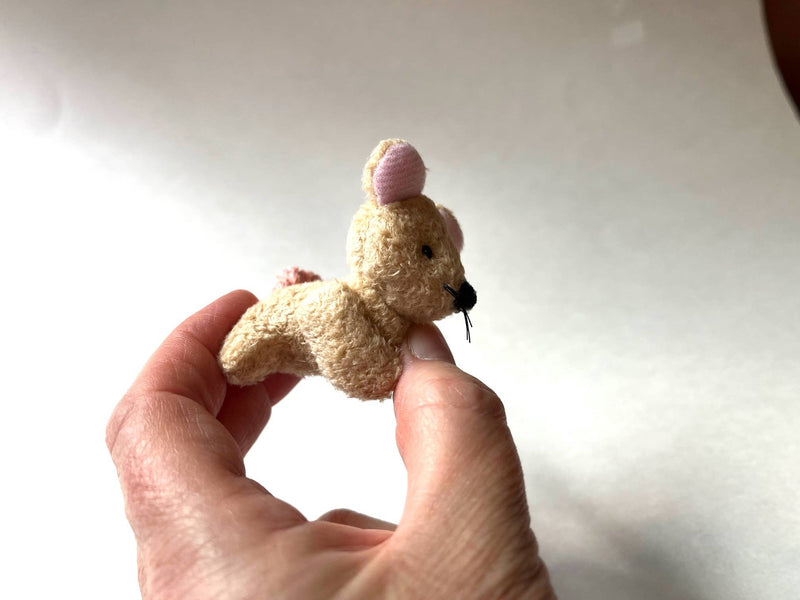 Miniature Plush Mouse Beige