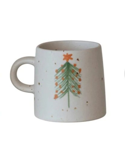 12 oz Stoneware Mug w/ Christmas Tree