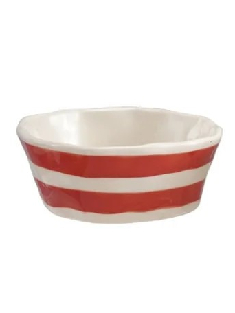Hand-Painted Stoneware Striped Bowl