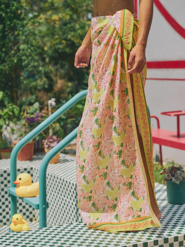 "Le Jardin" Beach Sarong Wrap - Pastel Blush