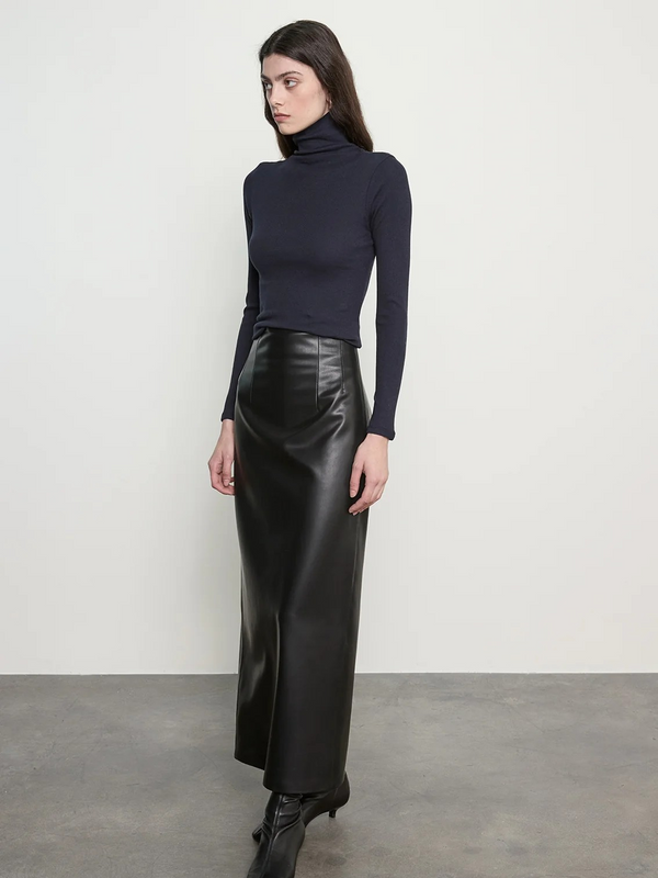 Leather Hi-Waist Curve Skirt