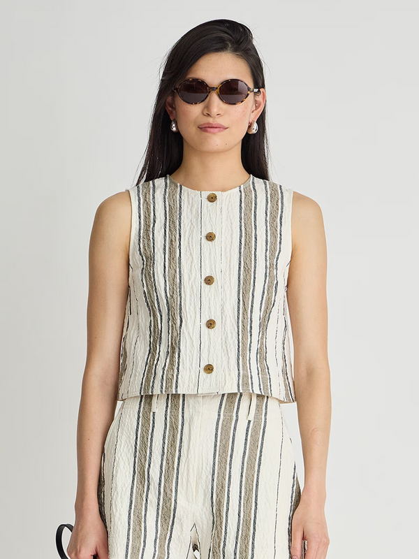 Stripe Godet Tank