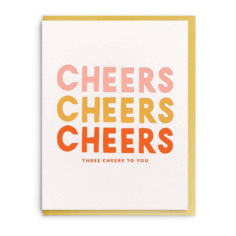 Three Cheers - Letterpress Congratulations Card