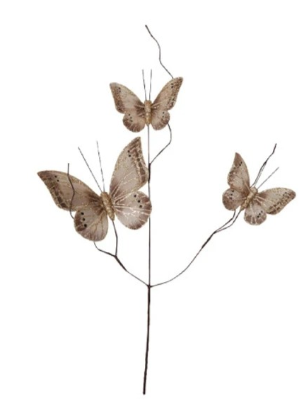 Faux Feather Butterfly Spray w/ Glitter