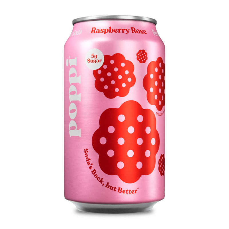Poppi Prebiotic Soda, Raspberry Rose, 12oz