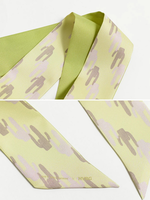 "Oasis Charms" Silk Skinny Scarf - Green