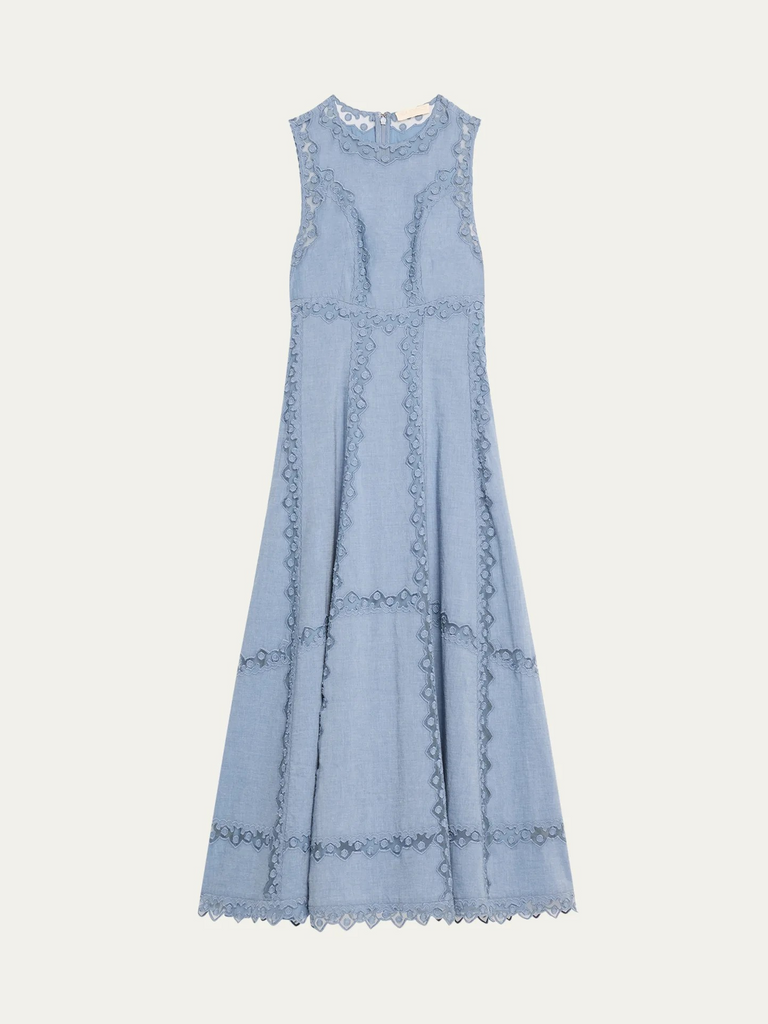 ulla johnson white embroidered sleeveless midi dress Juno Embroidered Linen Midi Dress