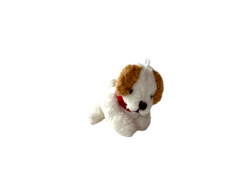 Miniature Plush PuppyDog for Dollhouse or Bag Keychain Charm