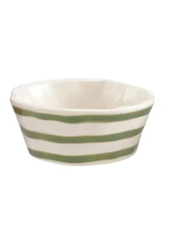 Hand-Painted Stoneware Striped Bowl