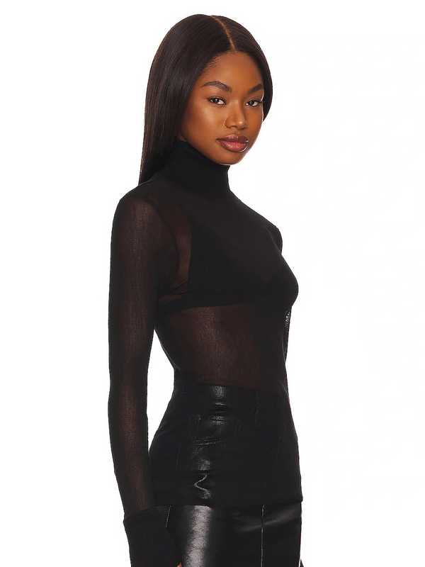 Cotton Mesh Cuffed L/S Turtleneck
